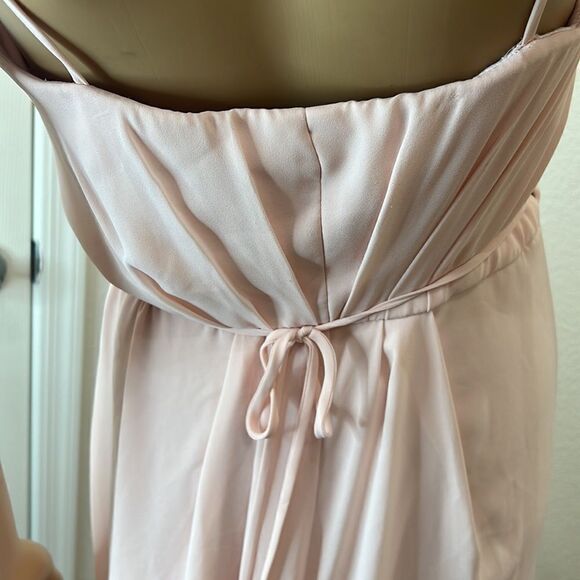 David’s Bridal Sz 4 Wrap Dress in Petal Pink V Neck Maxi Double Strap 31116706 - Picture 7 of 15